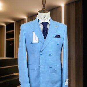 Light blue Slim Fit Double Breasted Turkey Suit