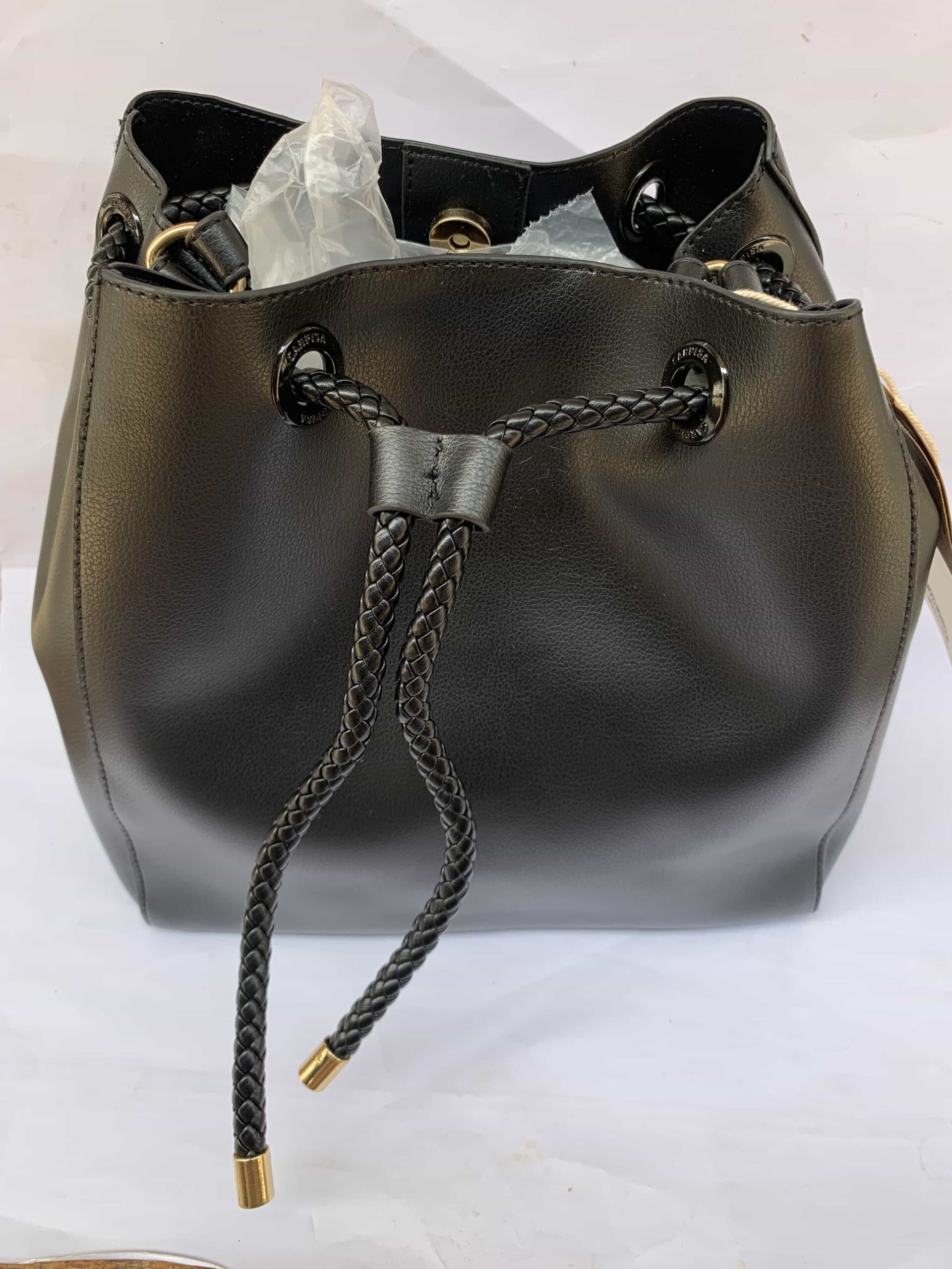 Black Carpisa Bucket Handbag