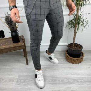 Gray 7 black check E Poll trouser